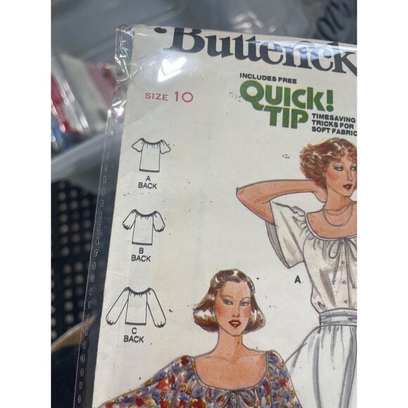 Butterick Sewing Pattern 5885 Misses Blouse Size 10 Vintage 80s Blouse A B C CUT - Picture 5 of 6
